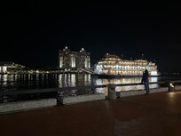 View of the hotel property across the river.