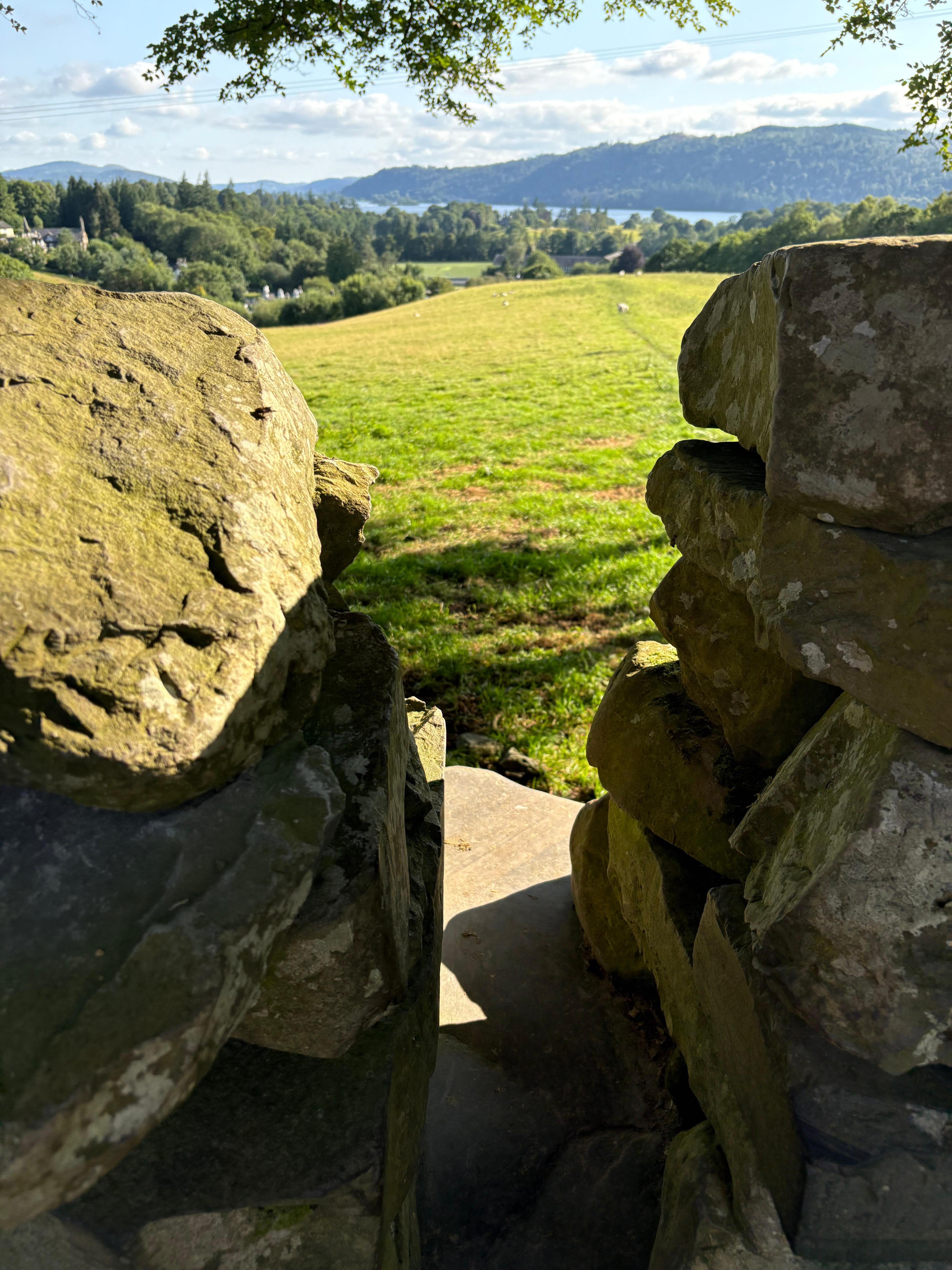 Walk to  rear of cottage. 