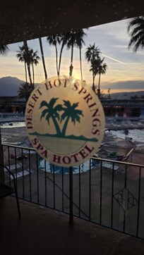 Sunset from the room over looking the mineral pools.