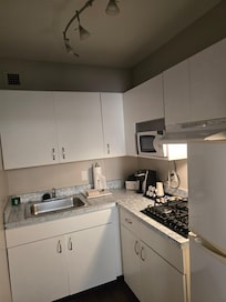 Nice kitchenette. They make fresh ice for every new guest, which was a nice touch.