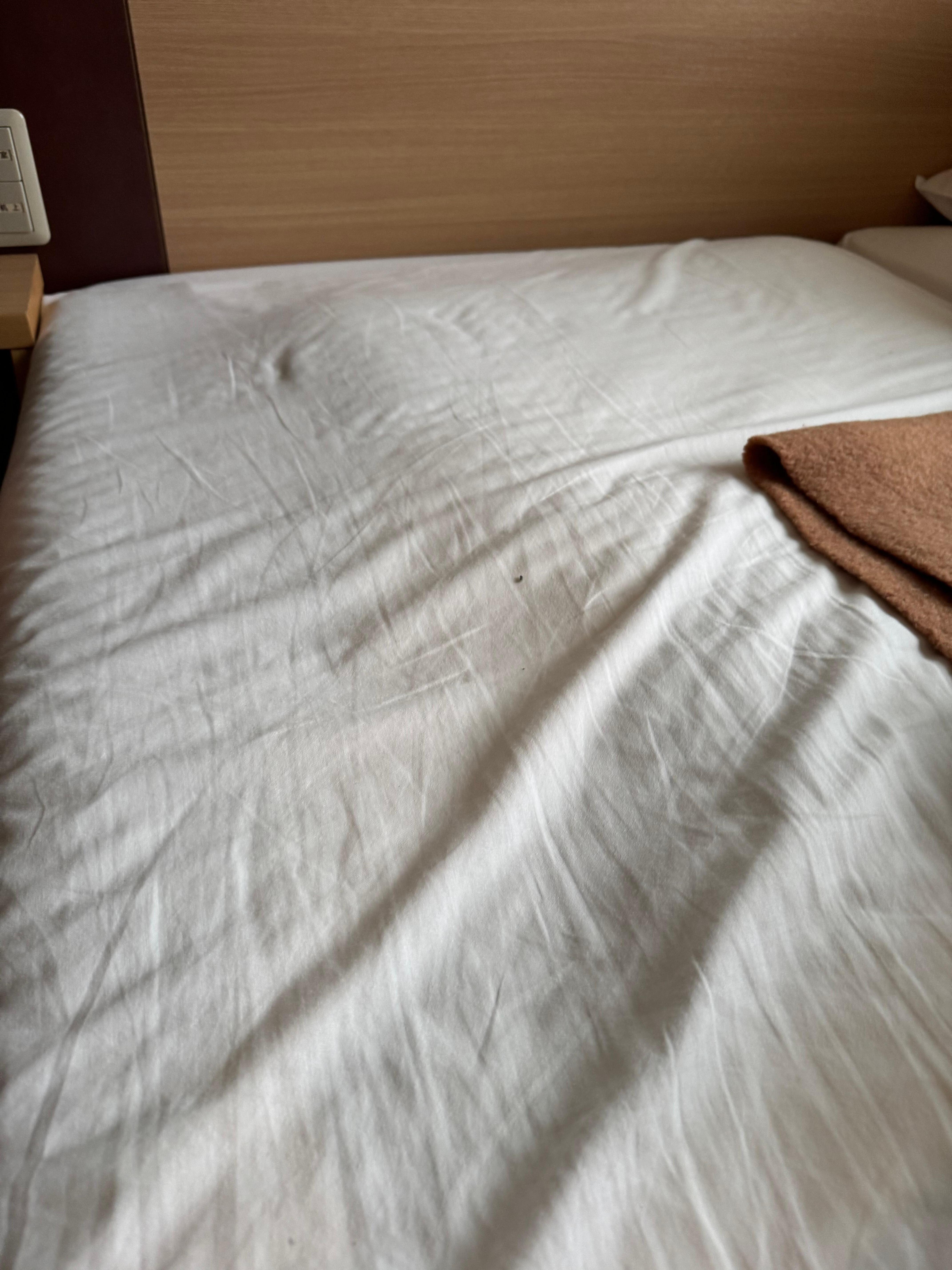 Slight uneven bed/bedding which could use improvement.