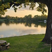 Evening view from porch furniture.