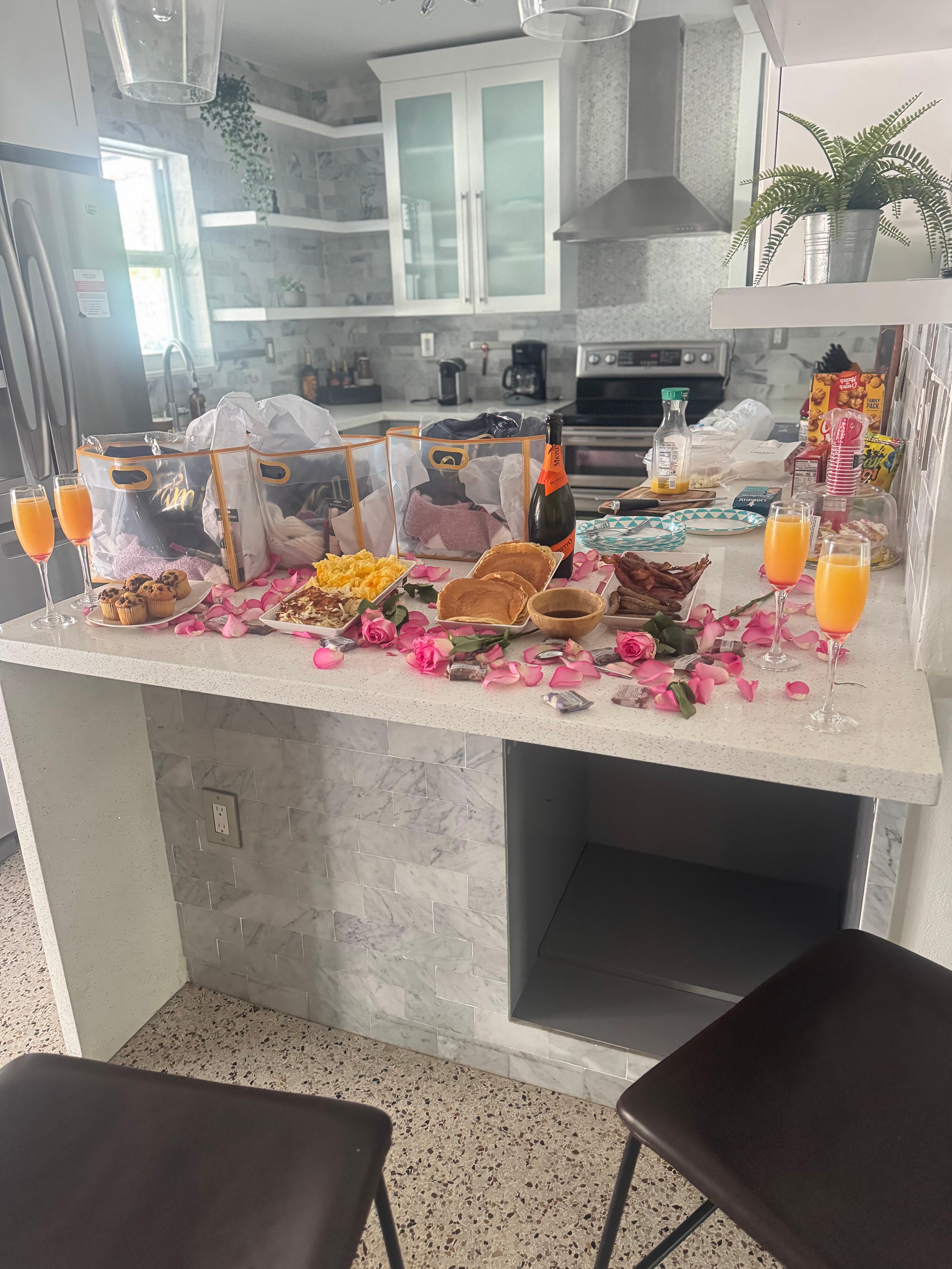 Brunch setup in the kitchen 