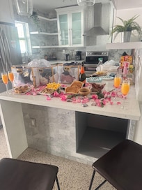 Brunch setup in the kitchen