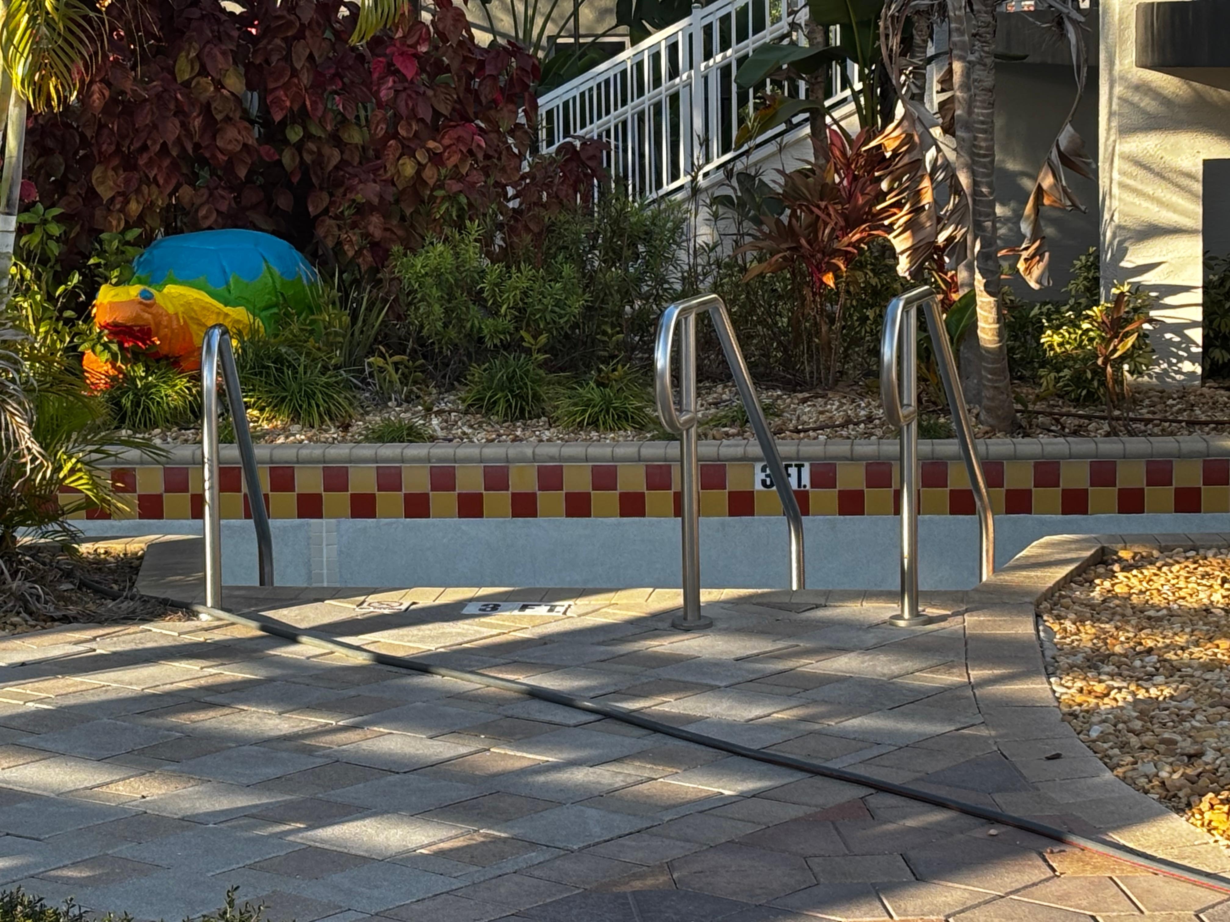 Lazy river Empty of water for maintenance 