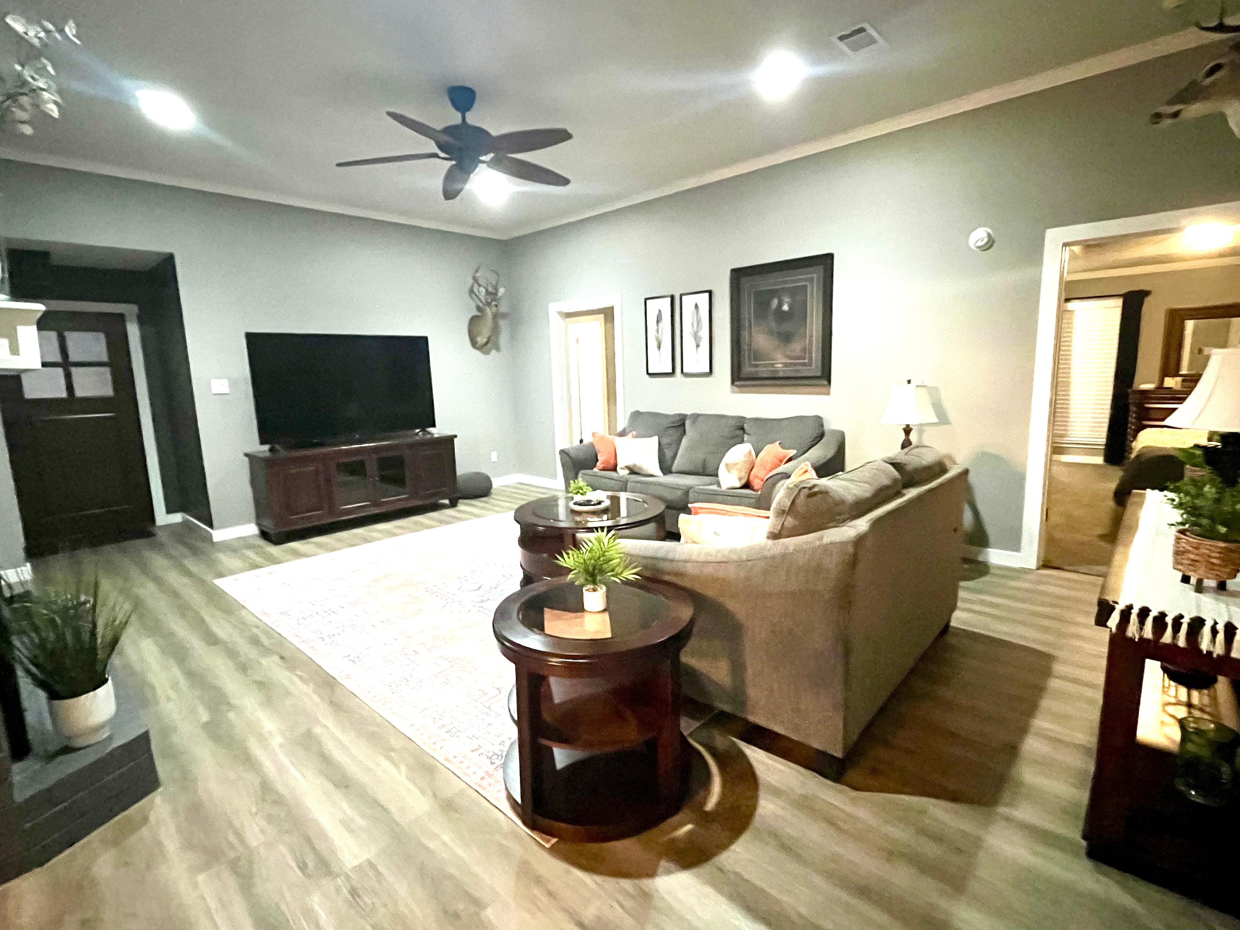Back door looking into the living room. 