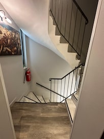 Winding stairway from bedroom