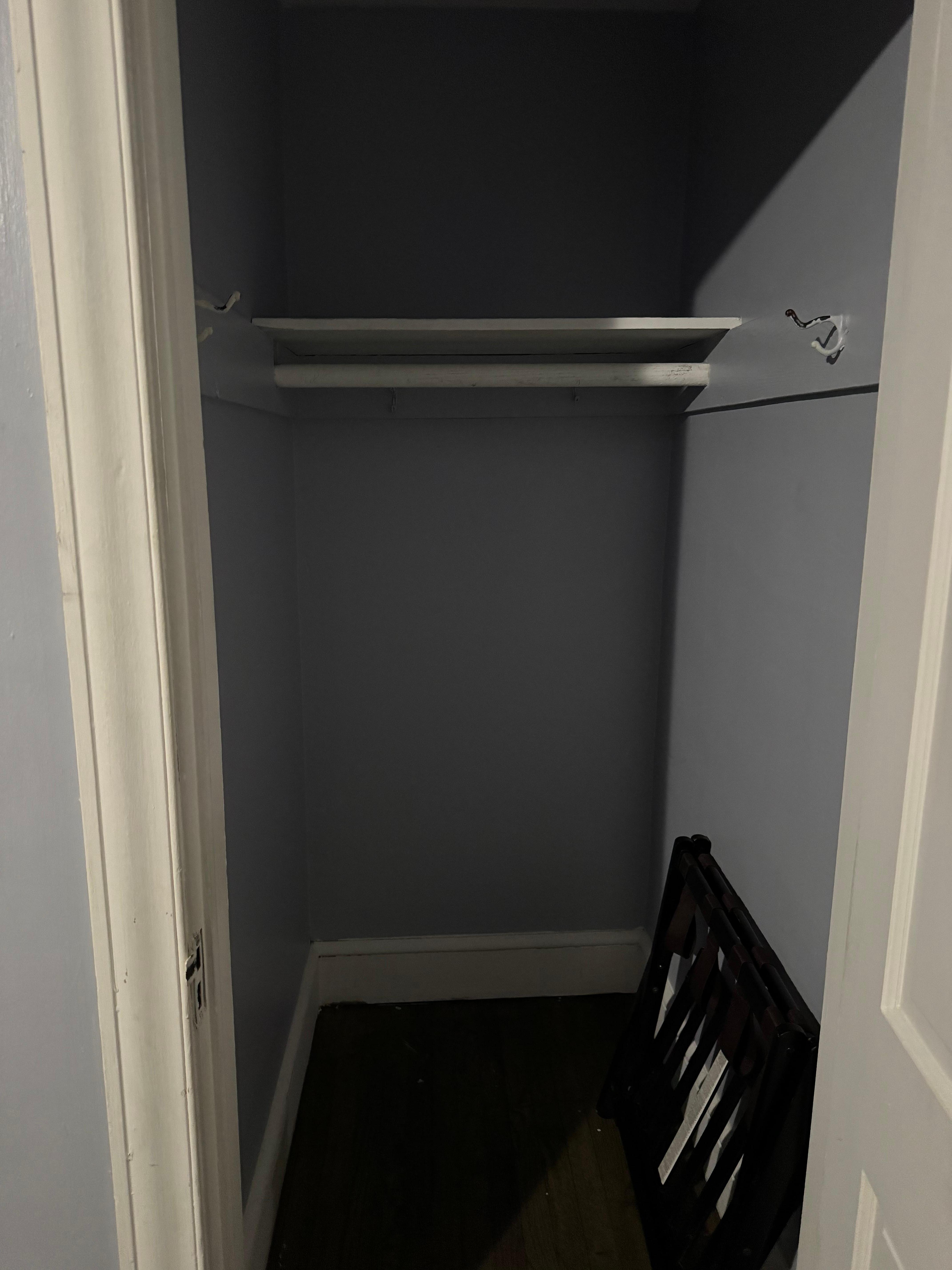 Closet where bedding was supposed to be per “host” and cleaning people.