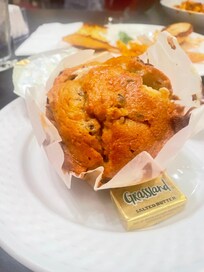 Warm plate muffin with softened butter