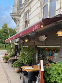 Cafe seating outside our hotel