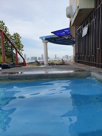 The rooftop pool is a bit small, but the view is magnificent.