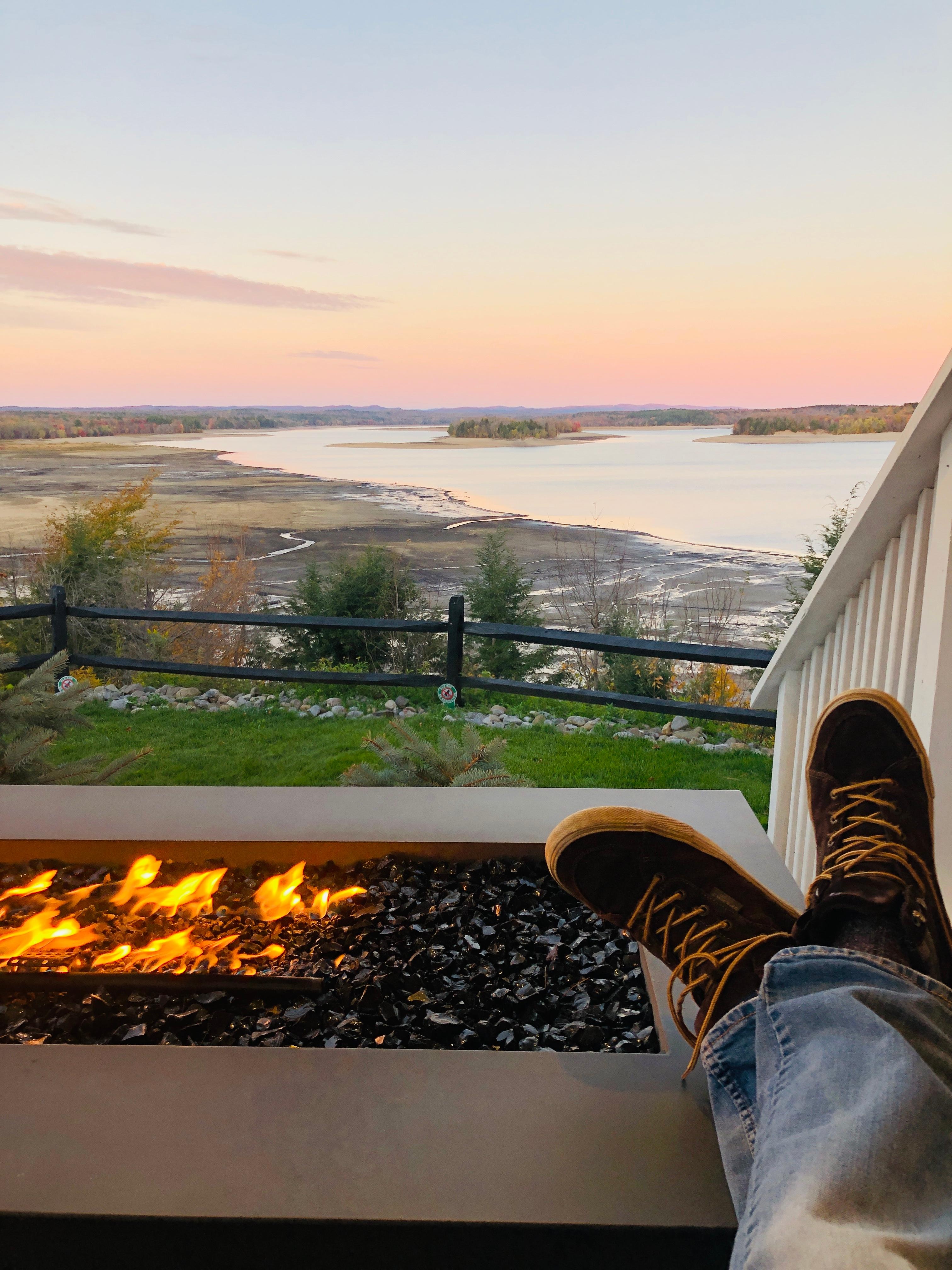 Sunset cocktails by the fire