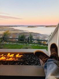 Sunset cocktails by the fire