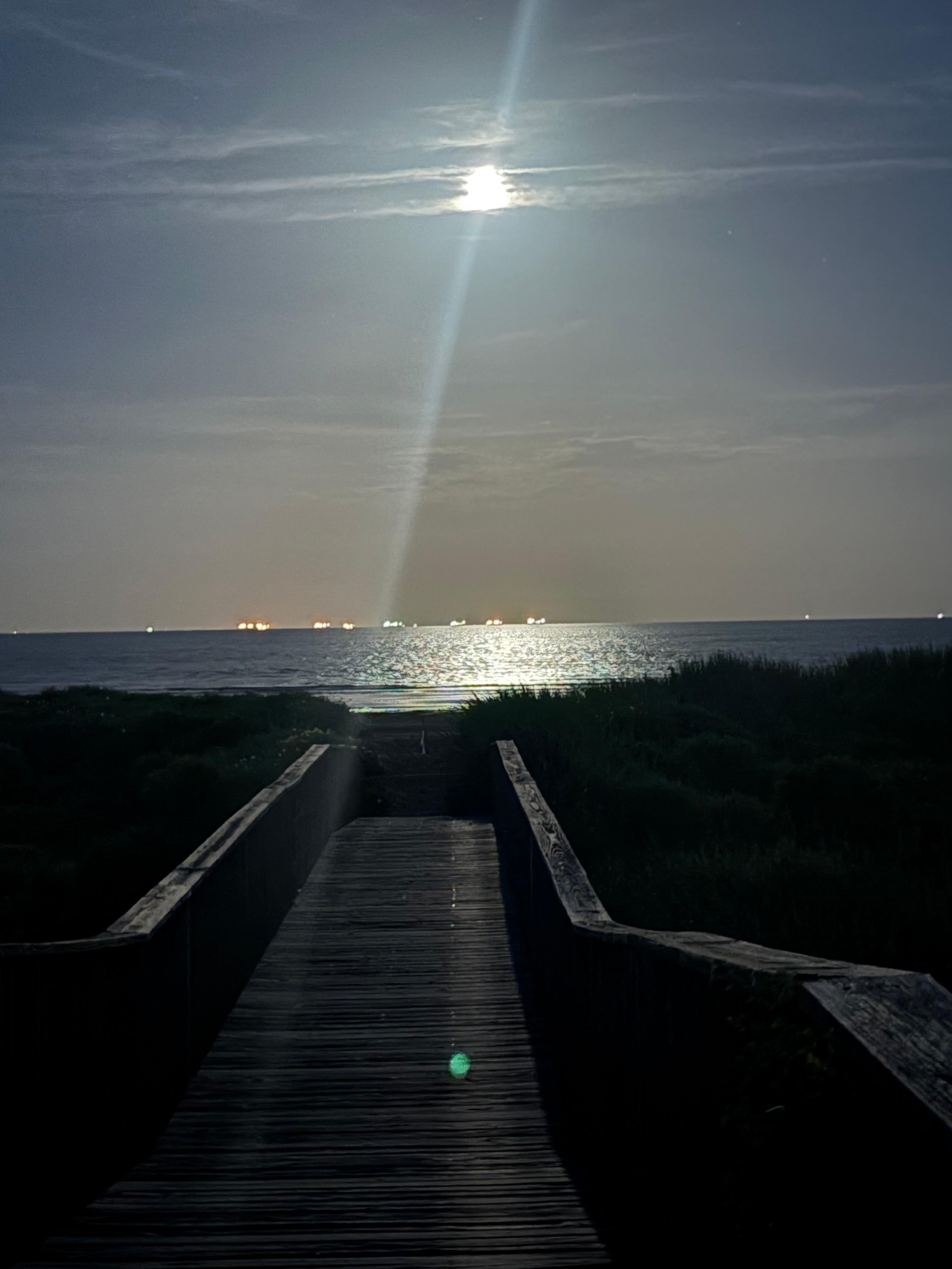 The moon was gorgeous over the water!!
