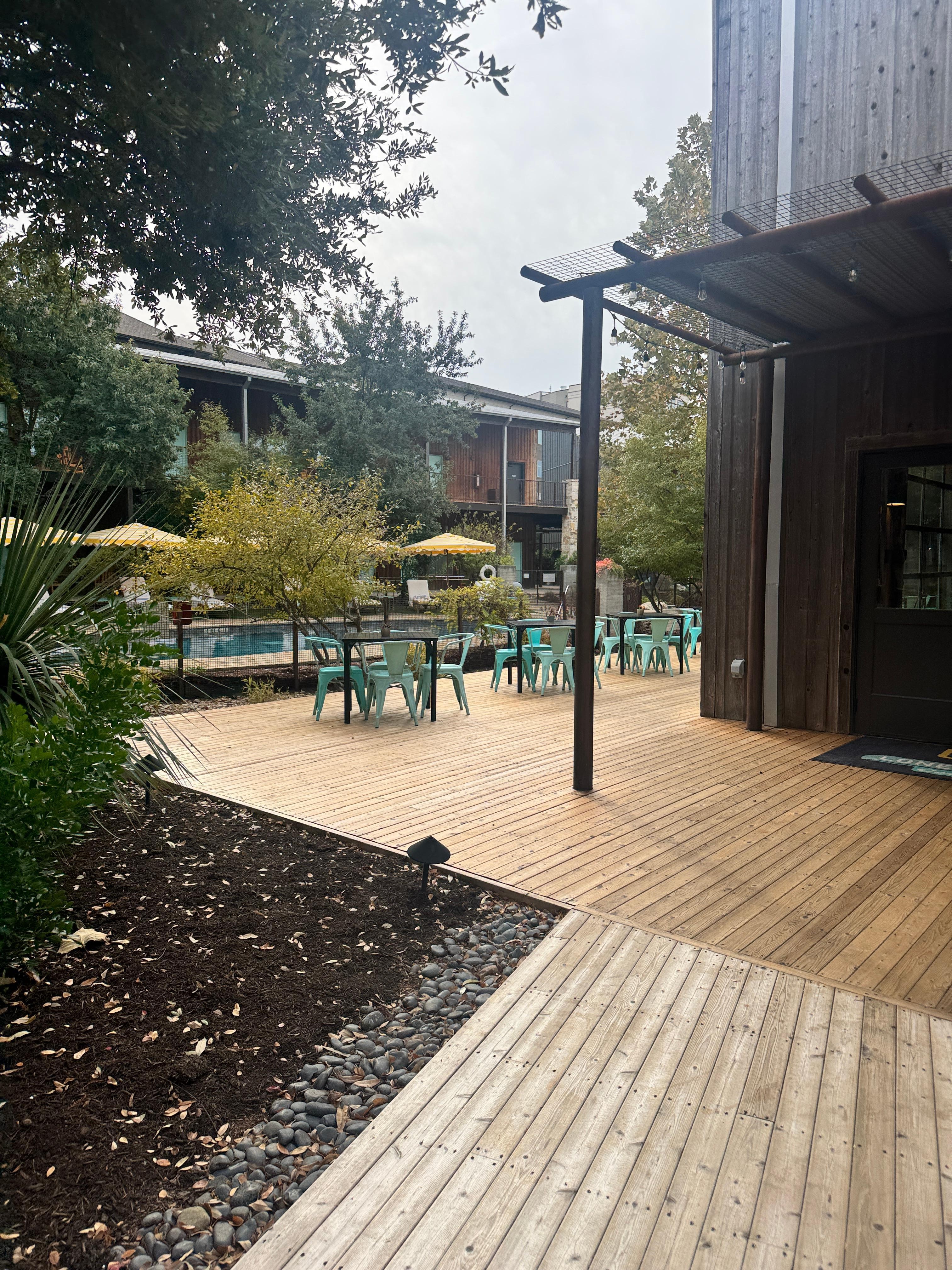 Pool and restaurant entrance