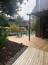 Pool and restaurant entrance