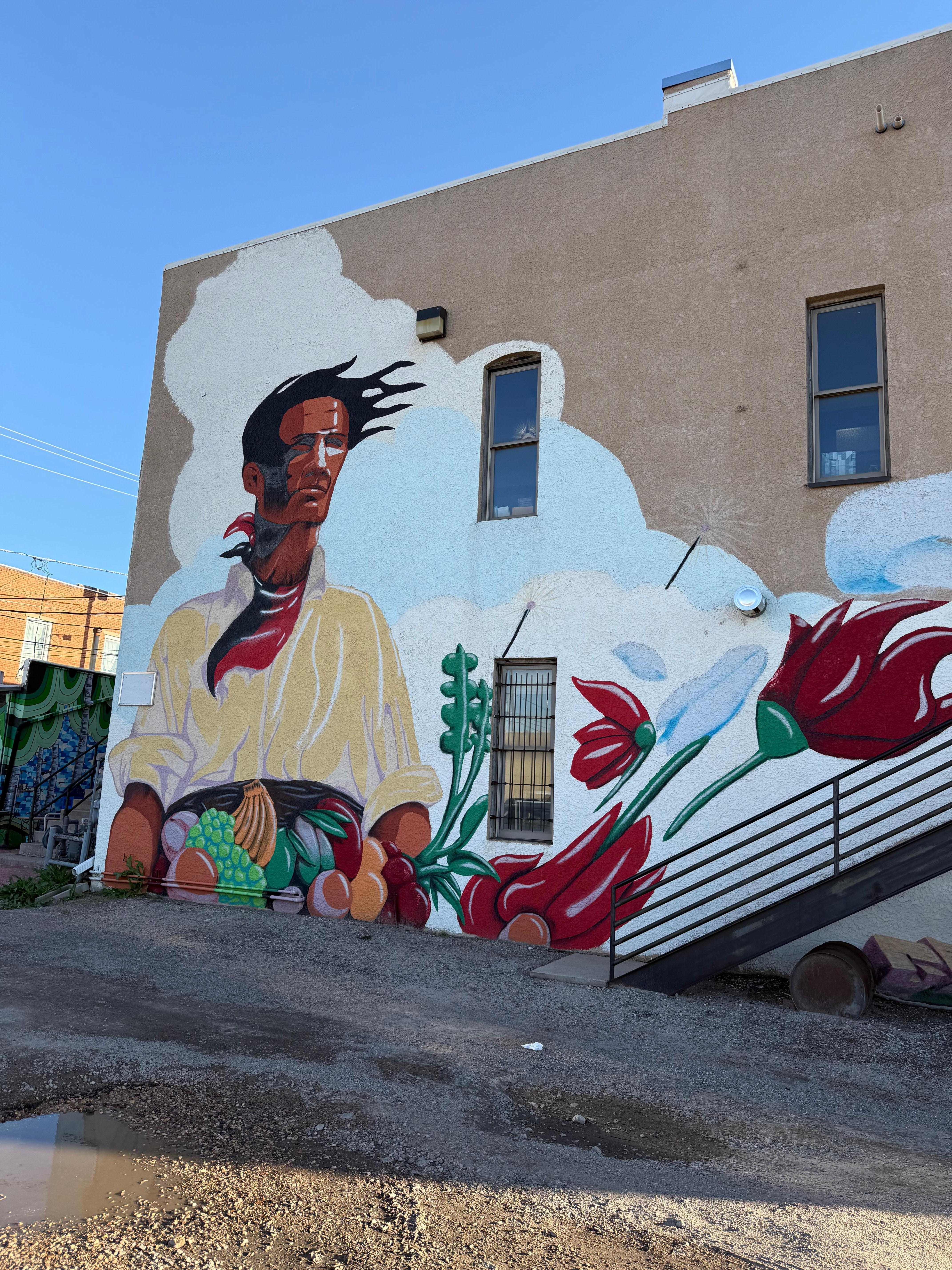 Colorful art on the walls of the downtown buildings