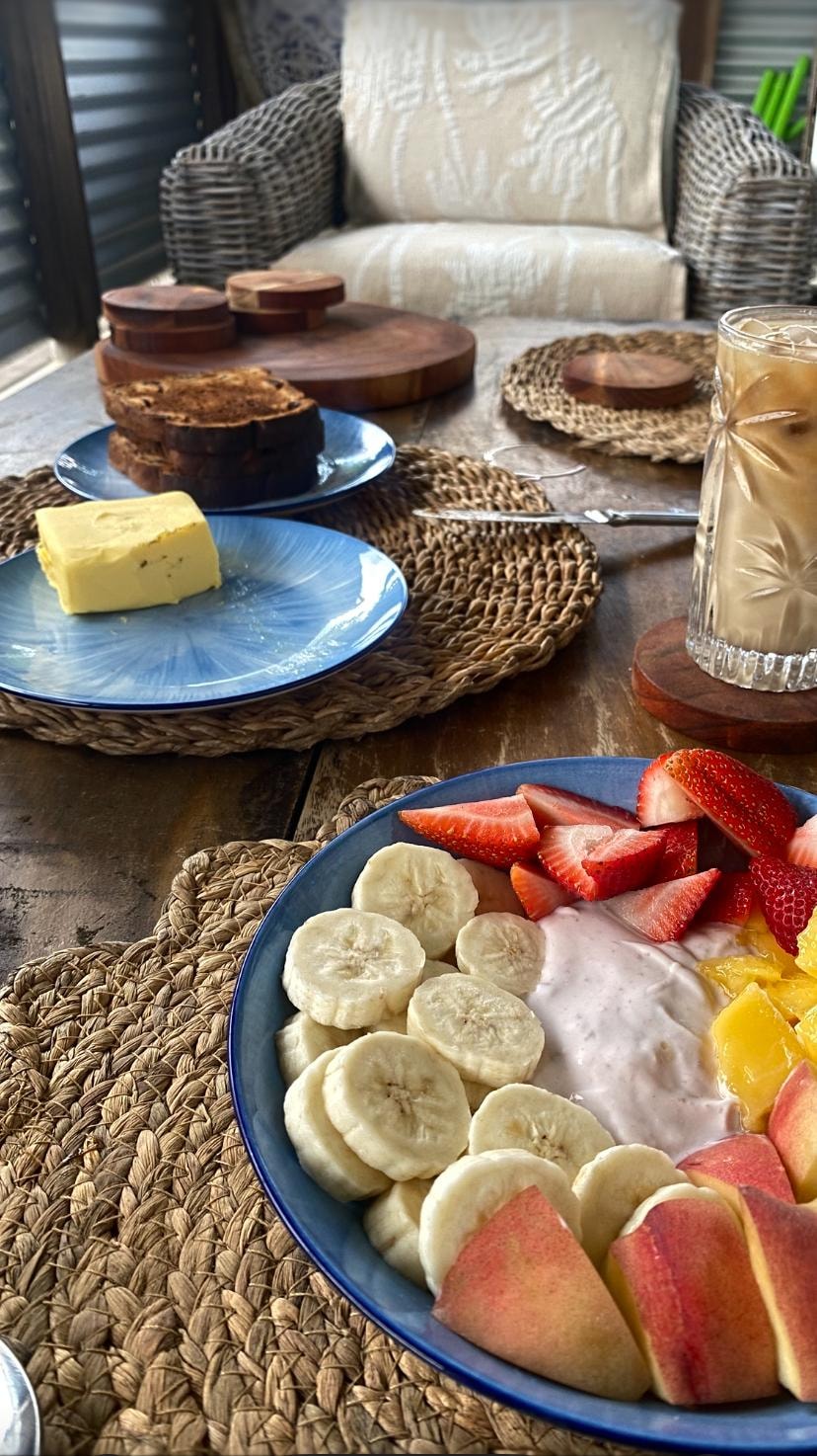 Breakfast outside in the ocean breeze 