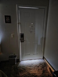 The door didn't seal, so there were bugs actively crawling in, and the gap was so wide, someone could peer into the room.