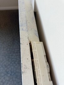 The top view of the mouldy, rusty radiator