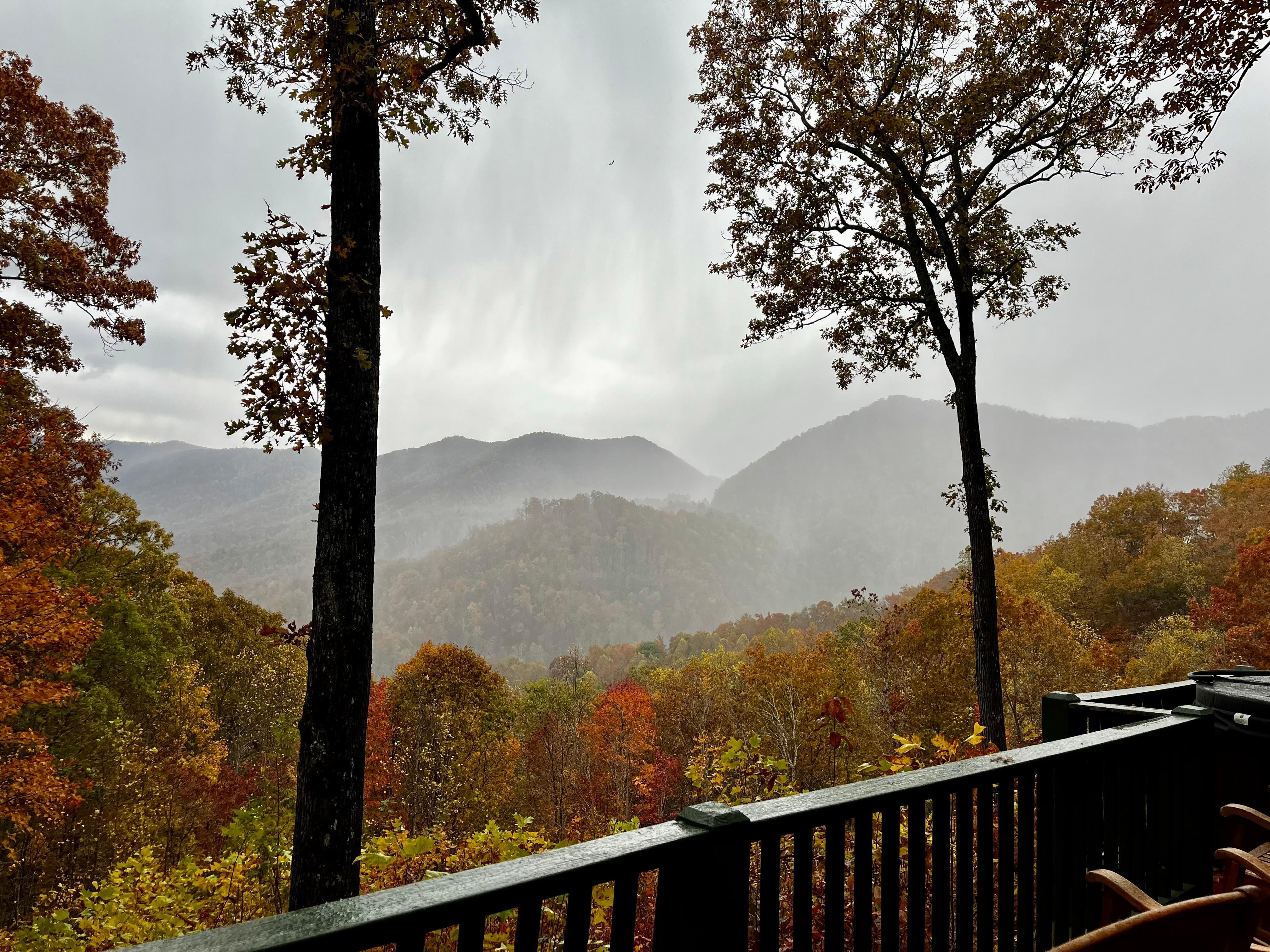 Rain coming in over the mountains 