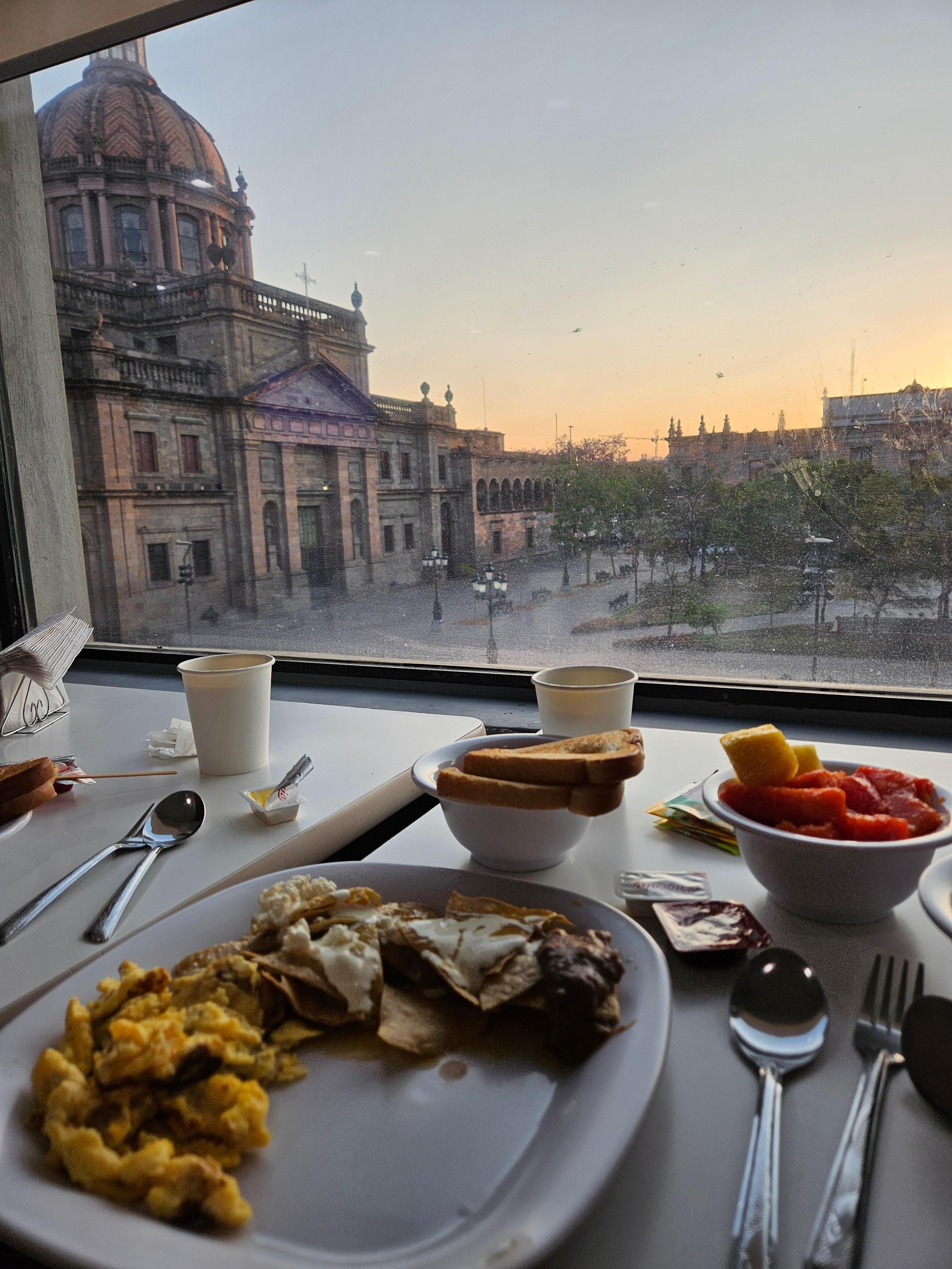 Breakfast and a view from our table 