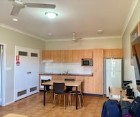 Kitchen with washer & dryer behind the white doors to the left!