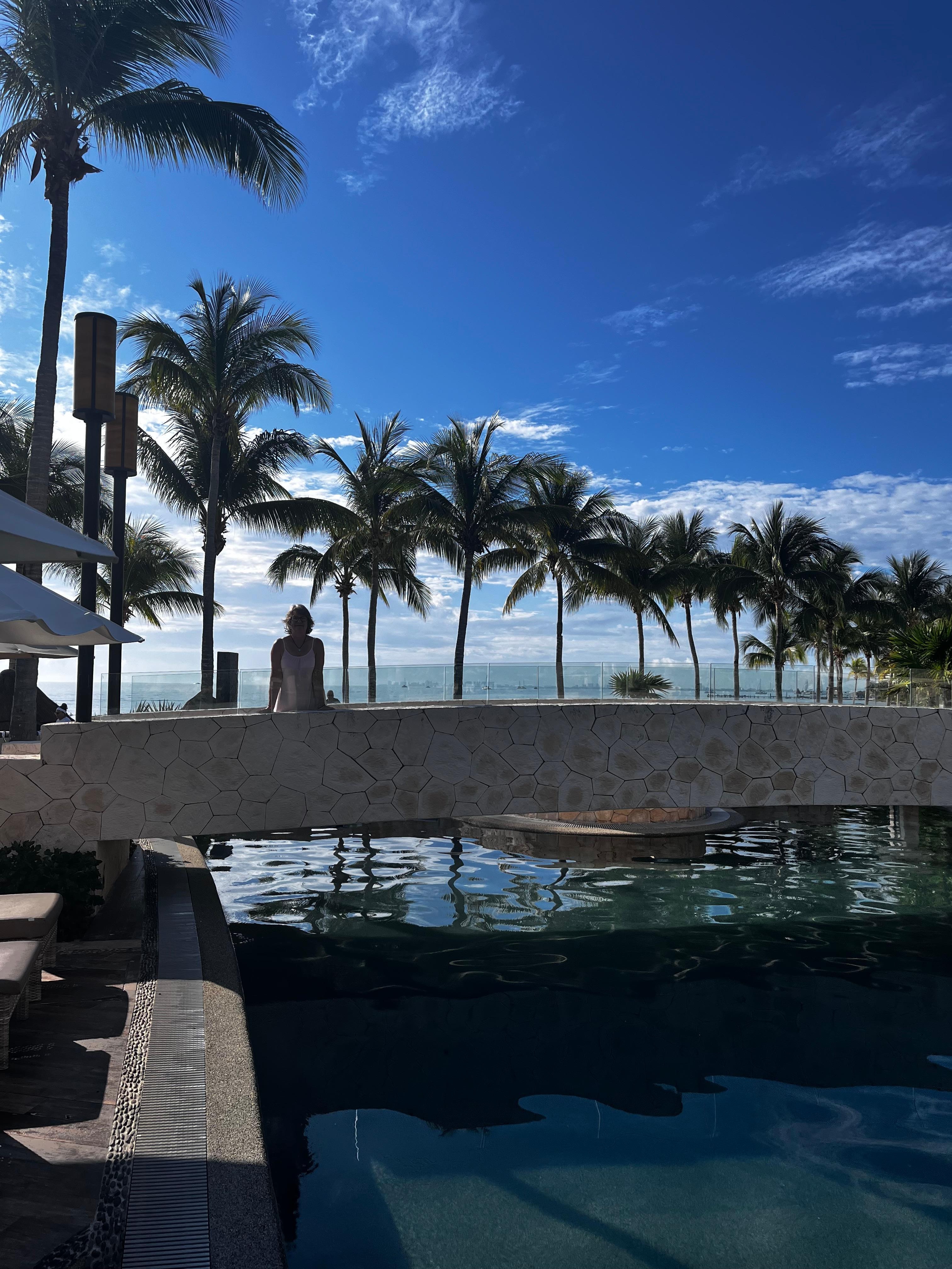 Bridge between pool and Hot tub 