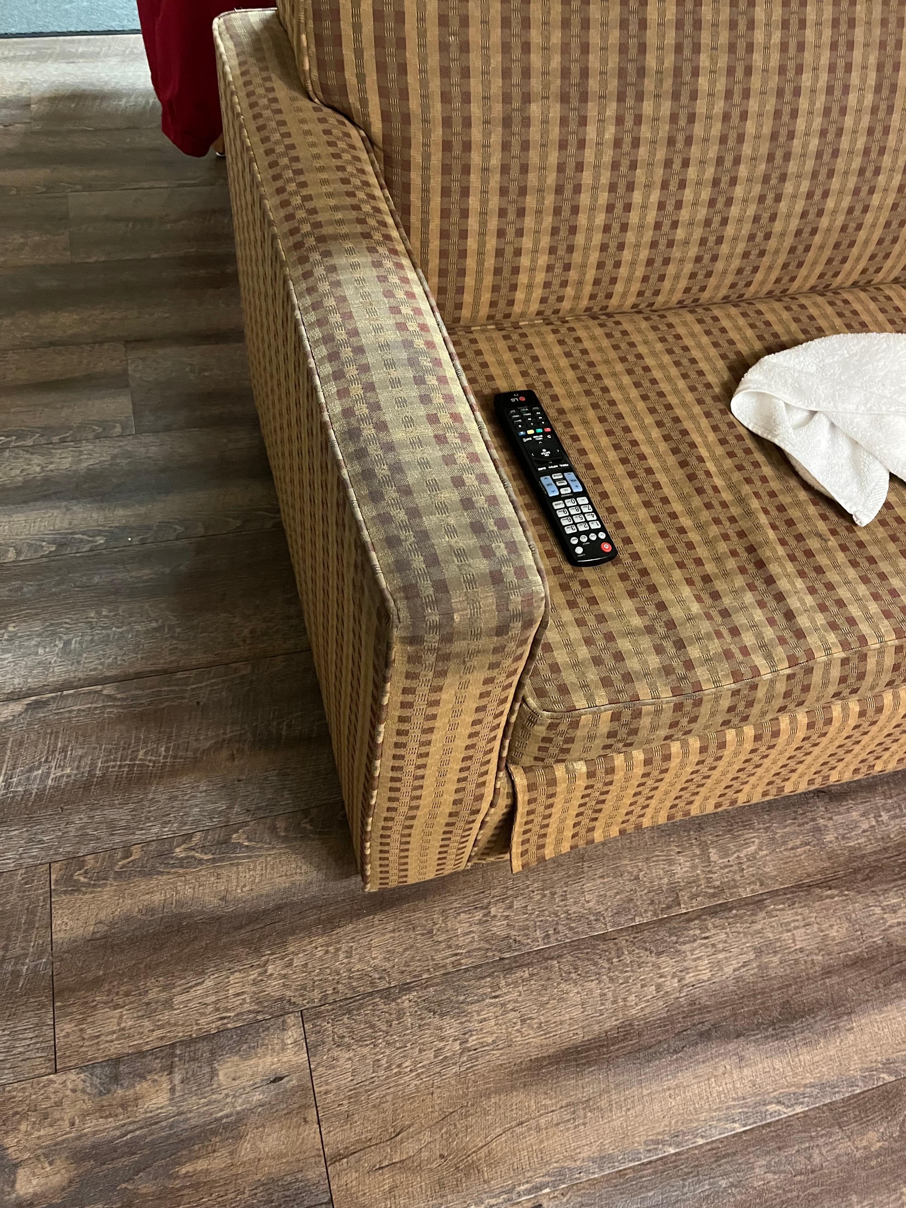 The couch was worn and soiled. I used our hand towels to cover the arm rests. 