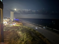 Night time balcony view to the east.