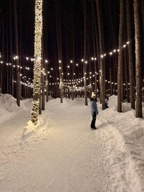 Ice skating in the woods