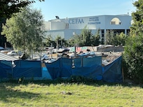 The view out from our window over a migration camp