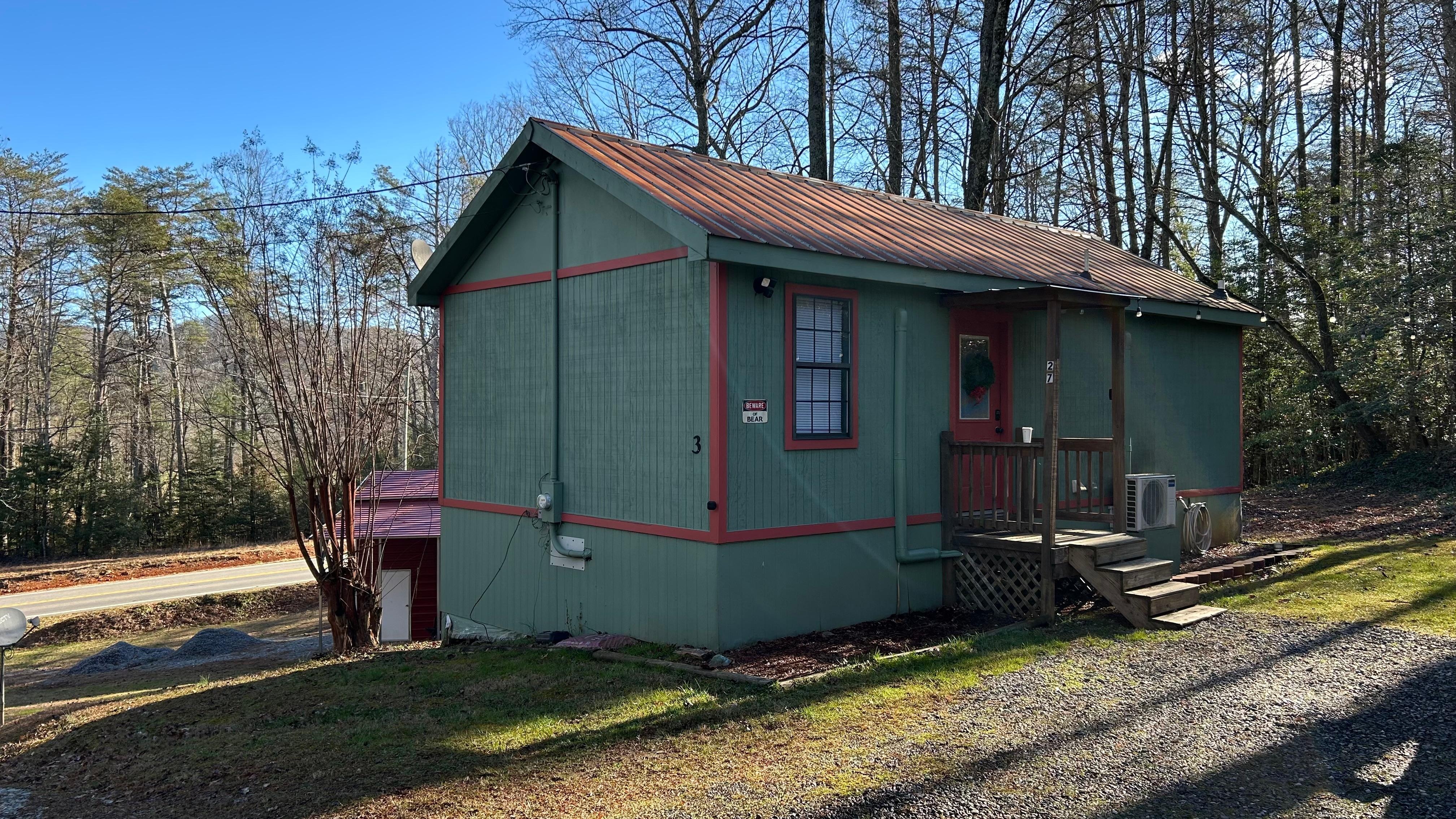 View of cabin from  parking area