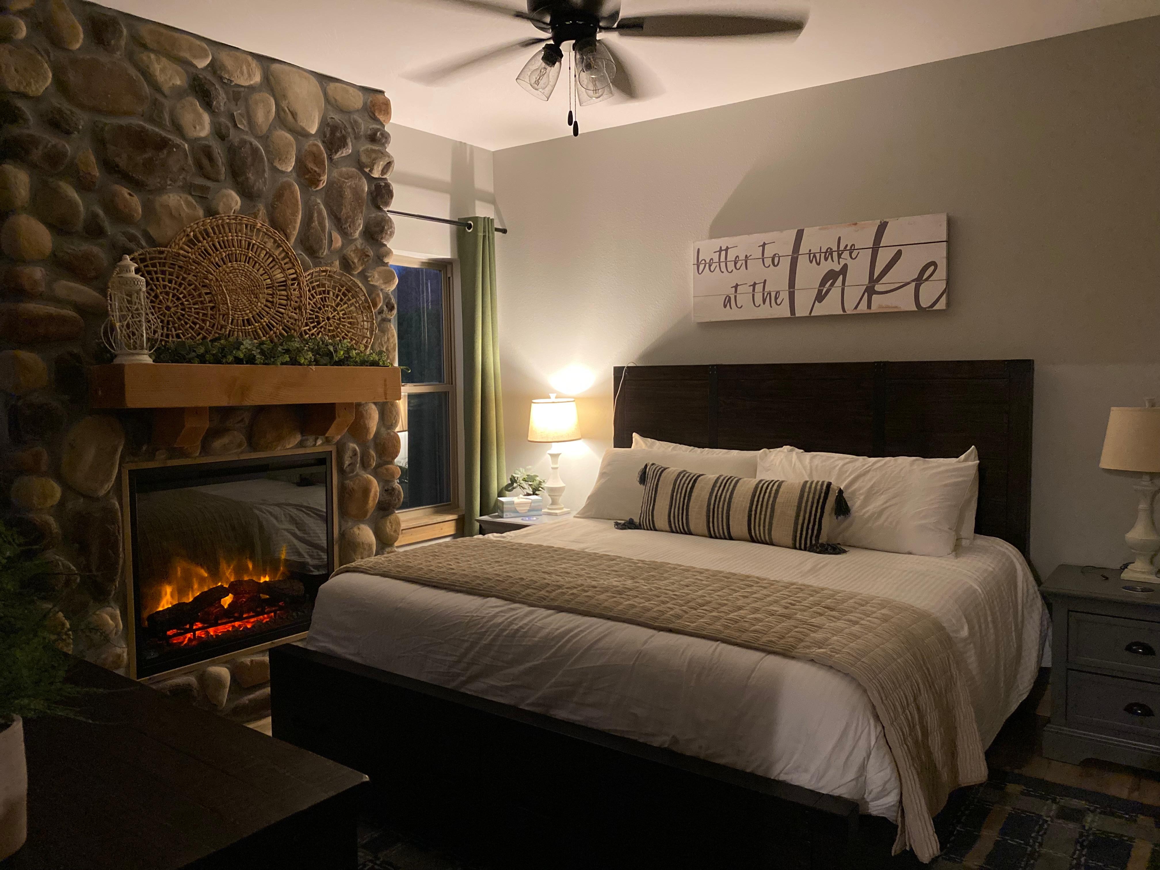 Cozy Bedroom with fireplace