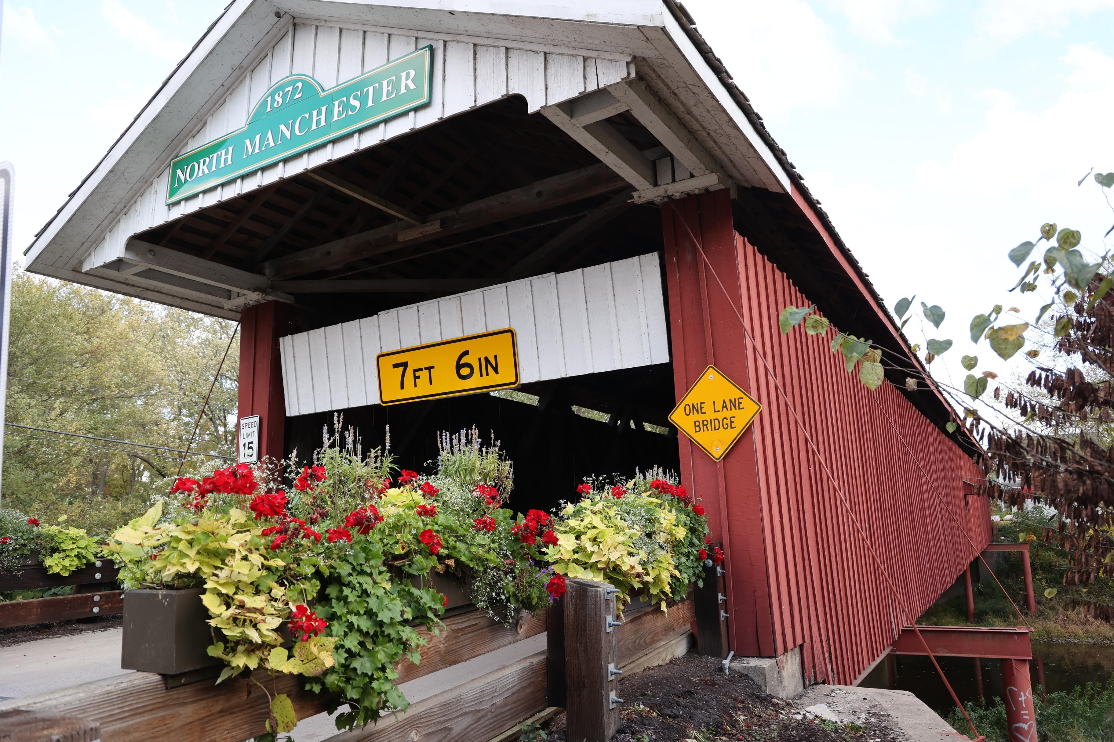 The North Manchester Covered Bridge is near the Roann Covered Bridge and that is why we were in Indiana! We visited 44 covered bridges around the state in six days!