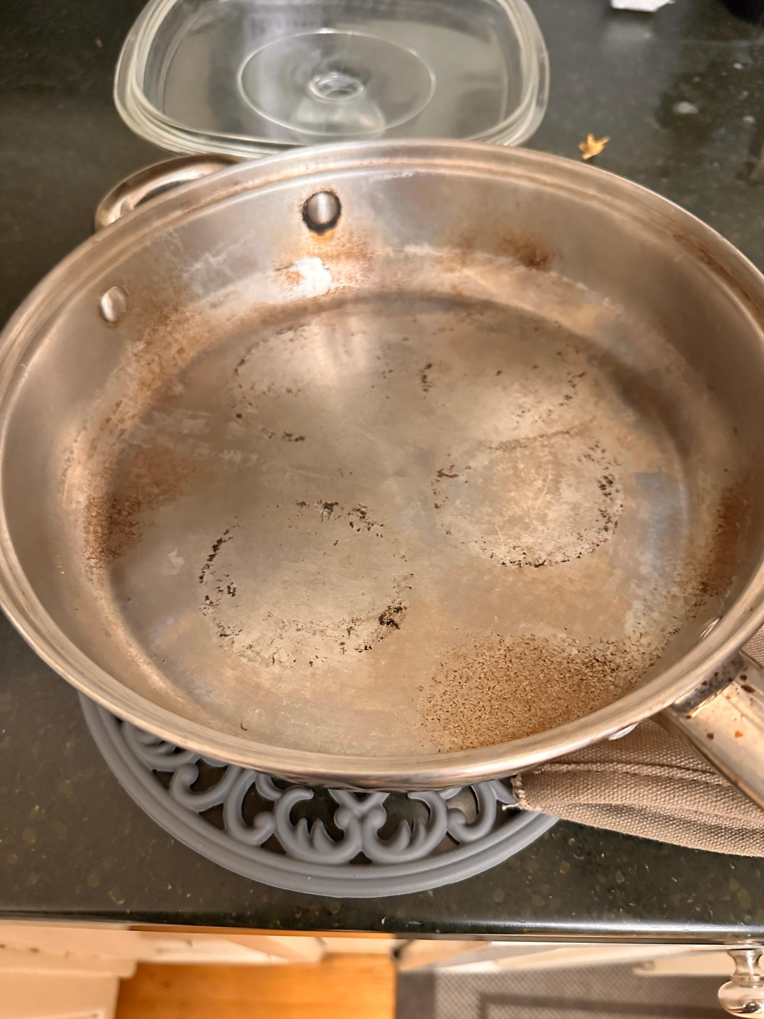 Molded and crusted pan that was in the dishwasher 