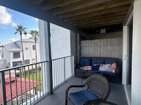 Nice, large balcony, very relaxing, also a table to sit and eat at on one end