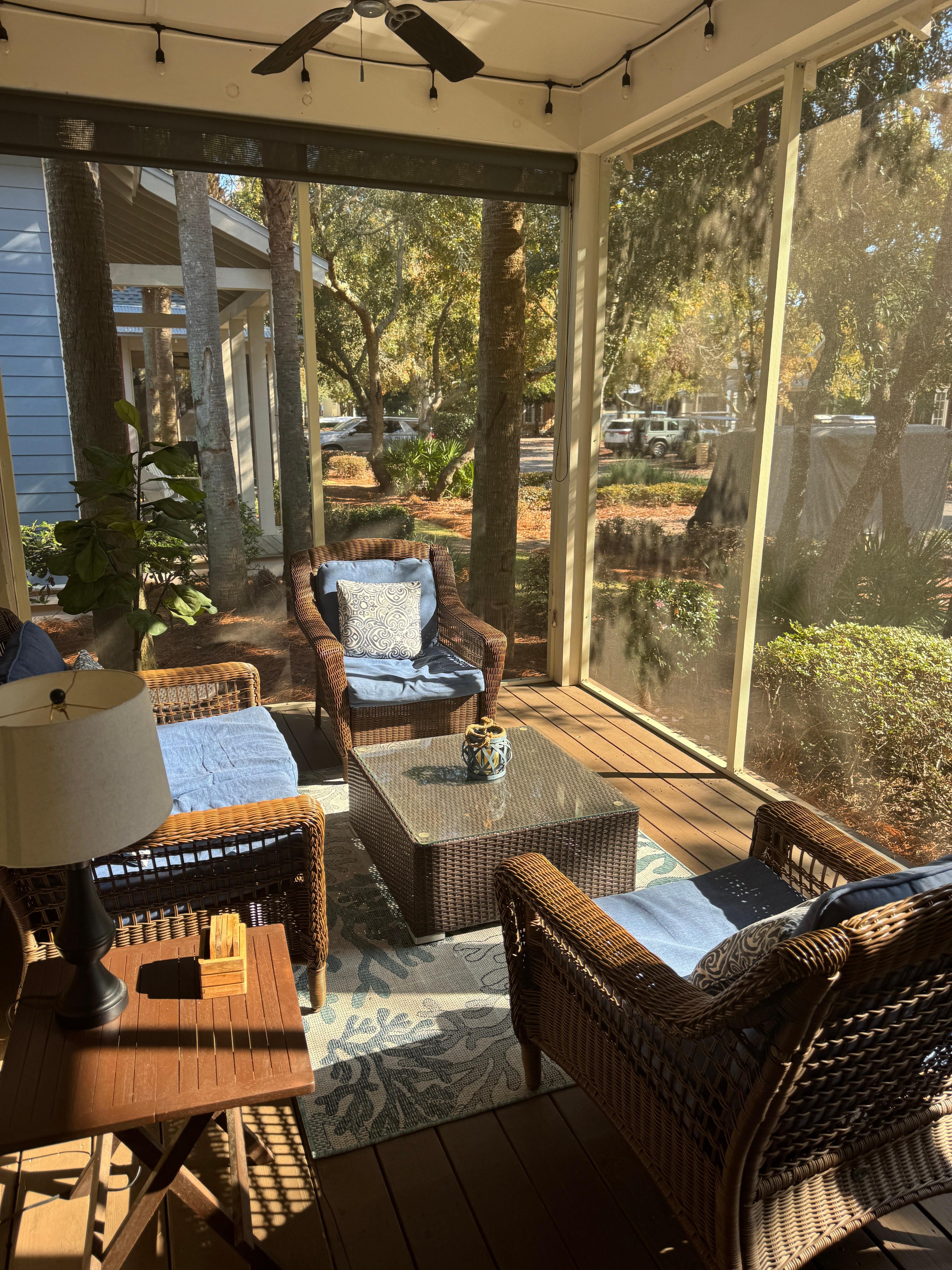 Cozy screened in porch.