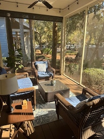 Cozy screened in porch.