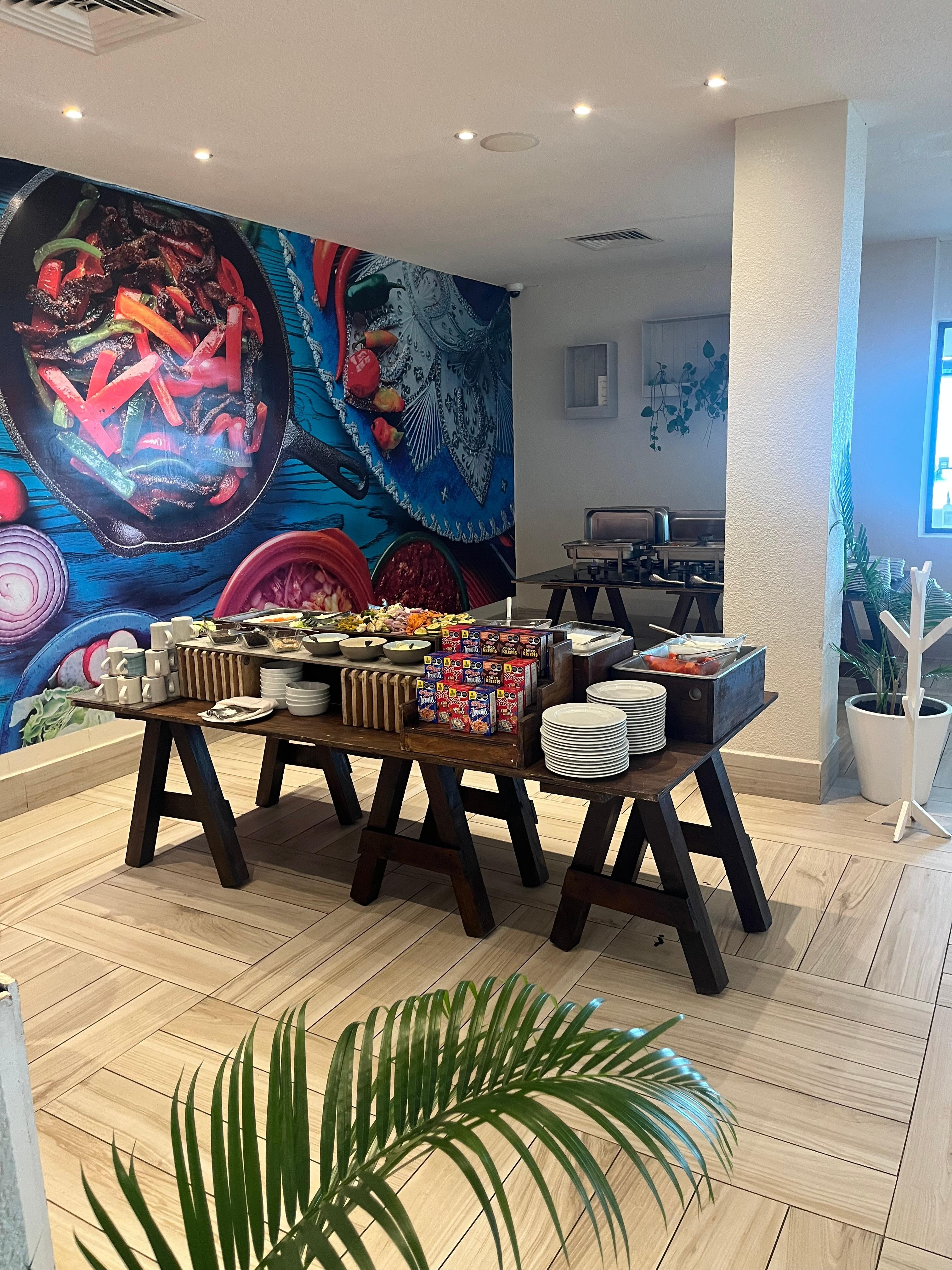 Breakfast buffet. (Omelet station not pictured)