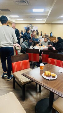 This is how breakfast looks like, many people waiting in queue and no food at all.