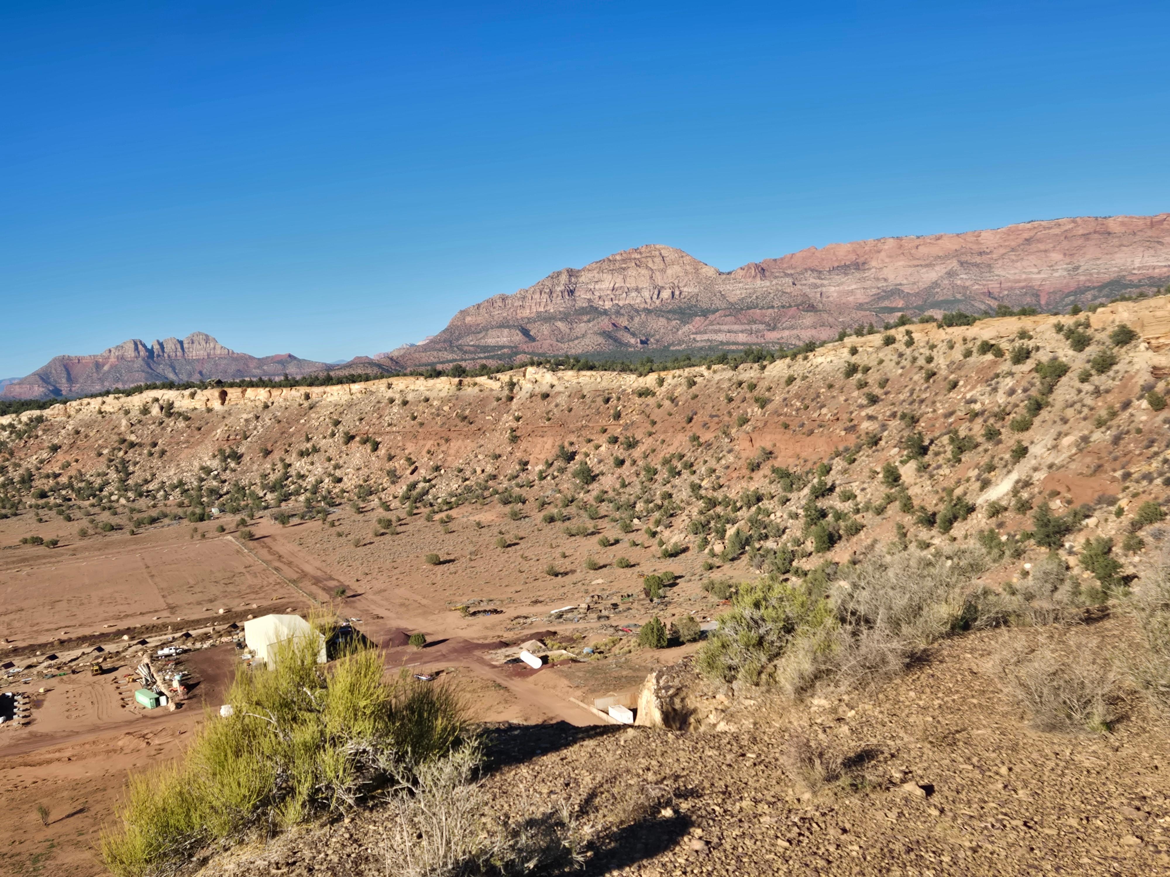 View from the mountain behind the cabin.