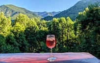 A glass of wine and the mountains - Heaven!
