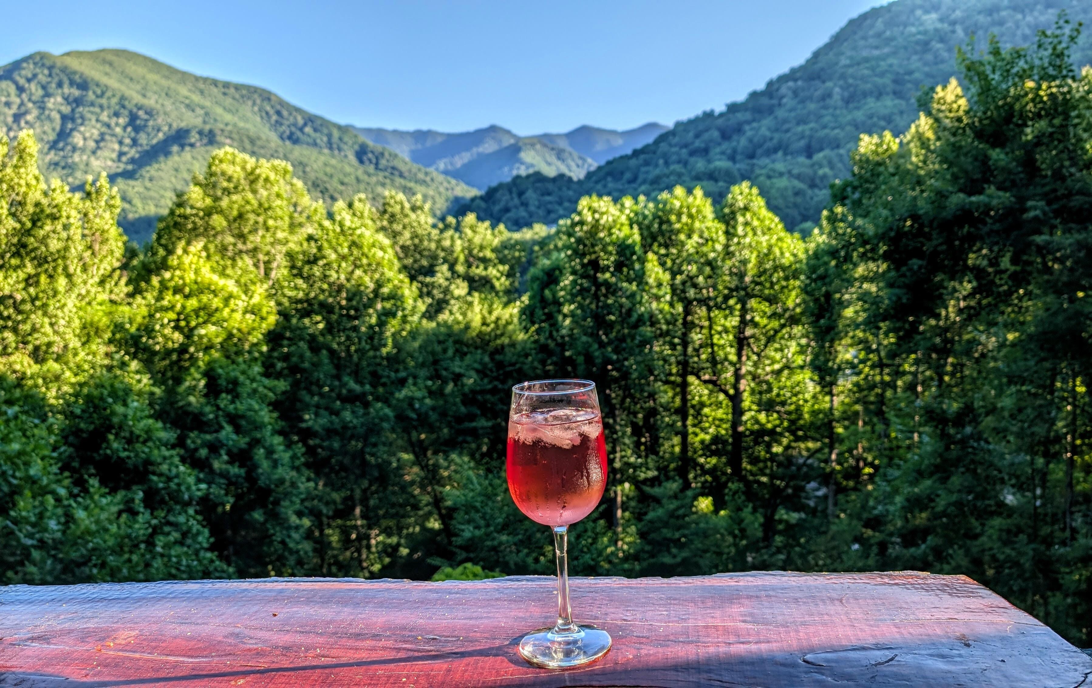 A glass of wine and the mountains - Heaven!