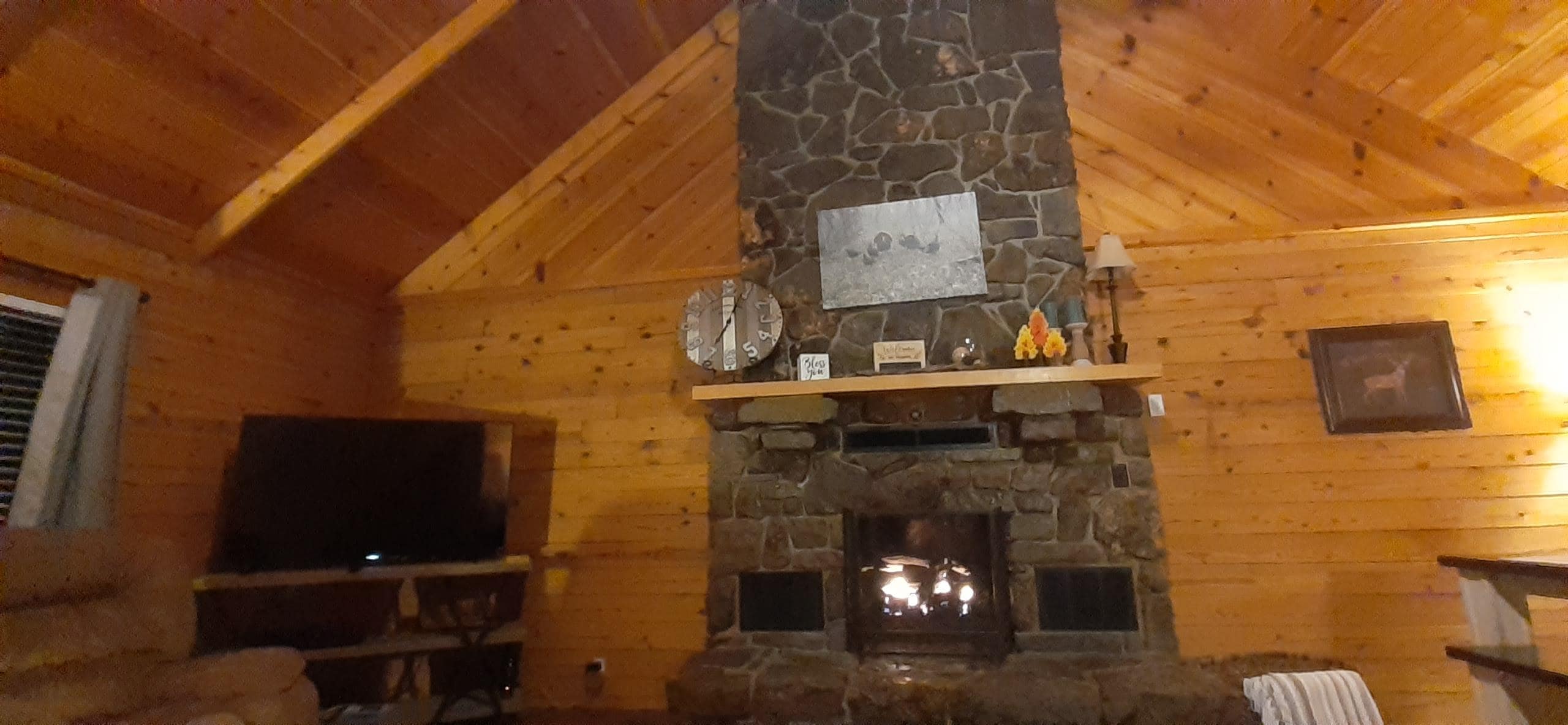 Gas fireplace was so welcoming and cozy