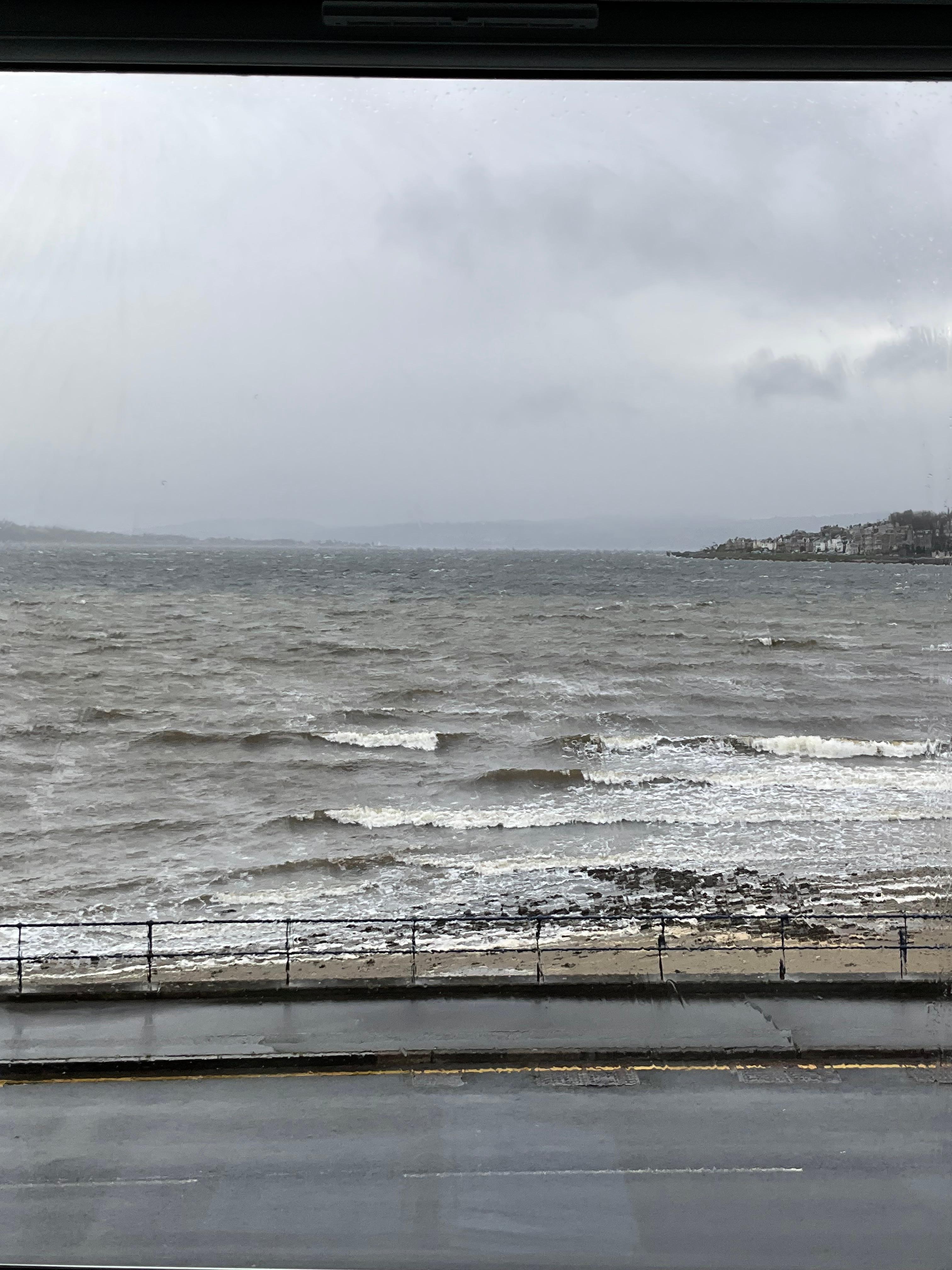 The photo doesn’t do justice to the huge storm raging outside. Great fun watching the waves, the ferries landing, etc 