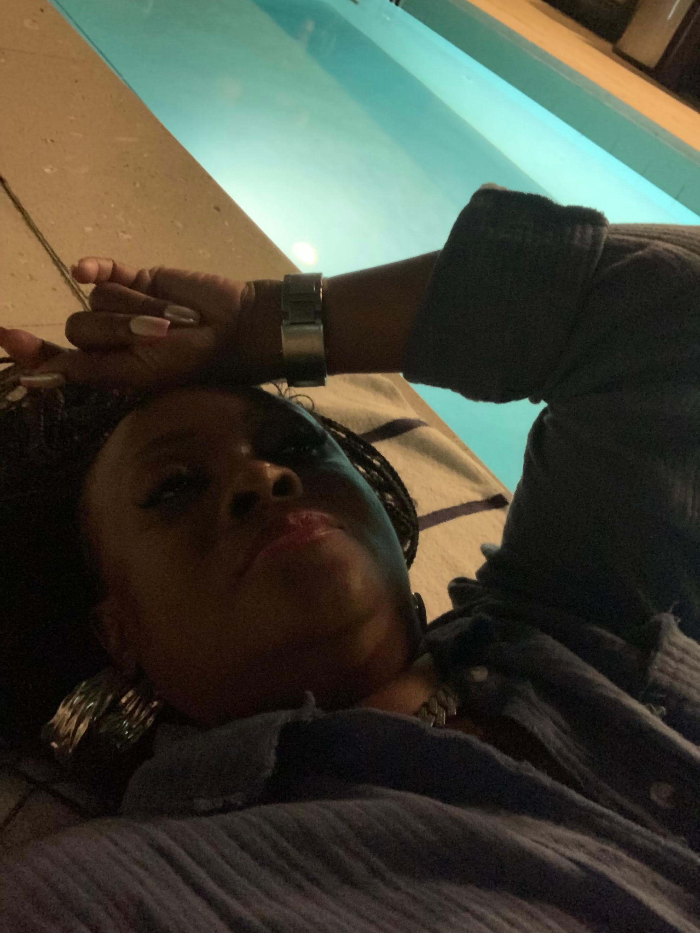 Pool and nightly view of the moon