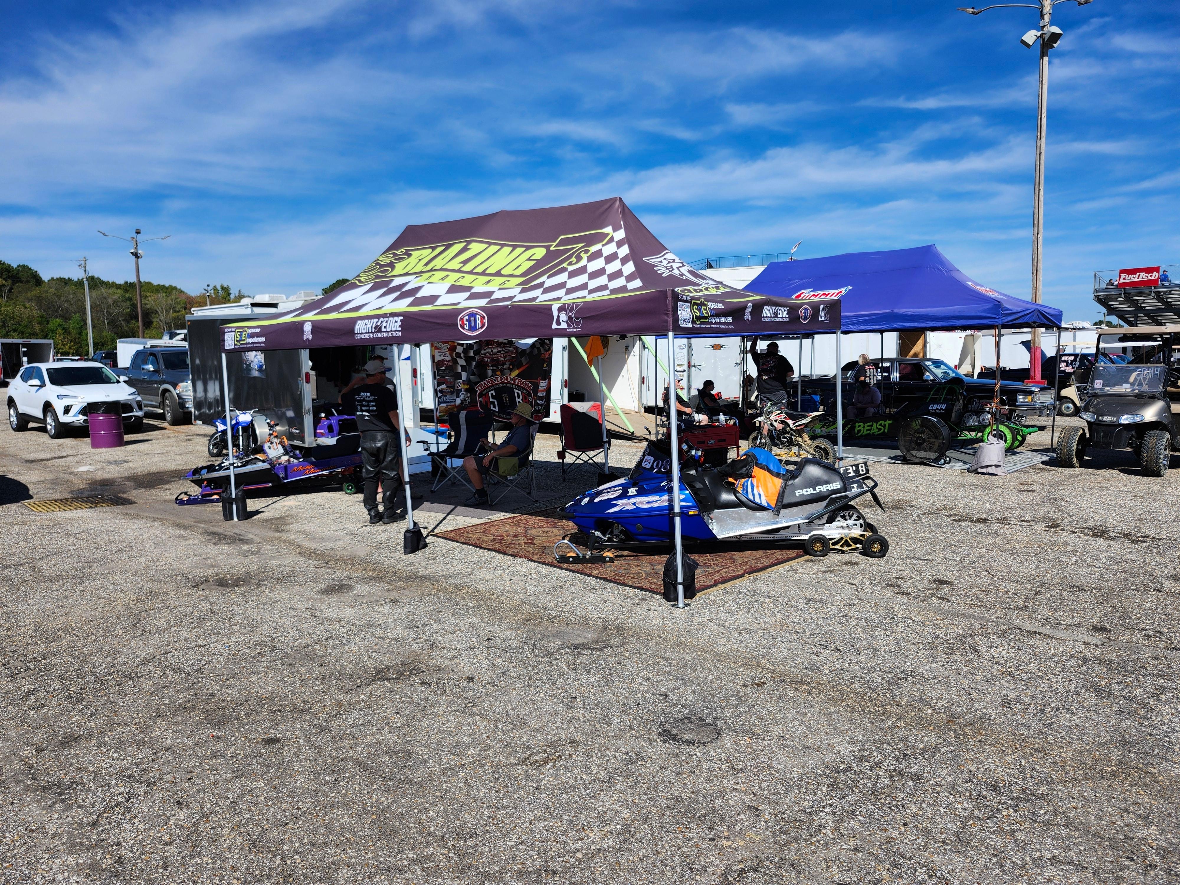 Racing at the world finals!
Montgomery Alabama. 
Snowmobiles , bike class.
 On asphalt 1/8 mile bracket
852 miles from our home town in perry michigan.