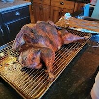 This beautiful turkey was baked in this kitchen, yes it was delicious 😋