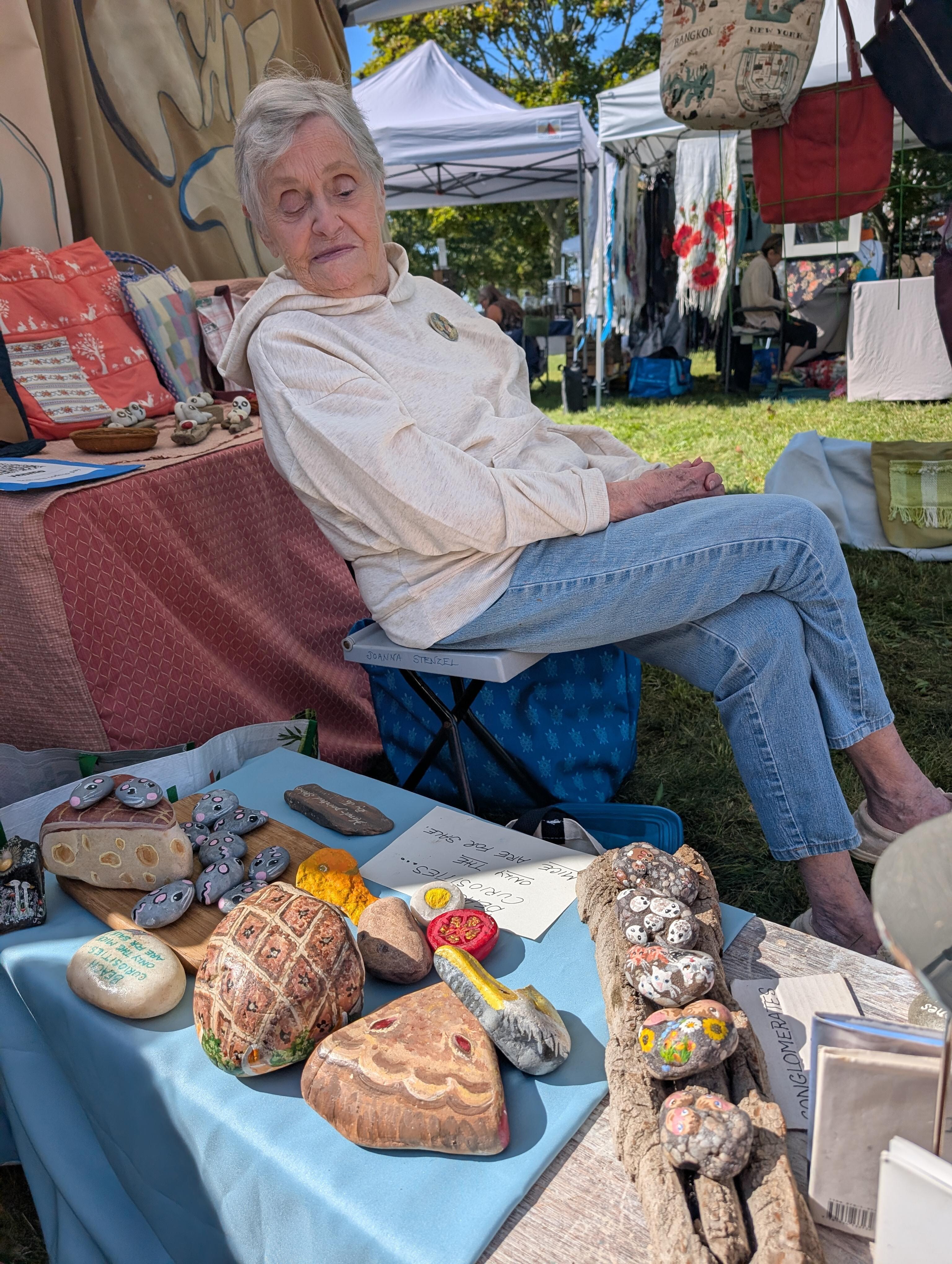 Beach Stones,
painted by Jo,
Hallockville 2025
(~TBlaser)